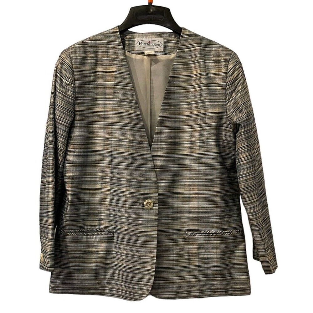 PATCHINGTON Jacket Stripped Gold Thread One Button Multi Pockets 10P